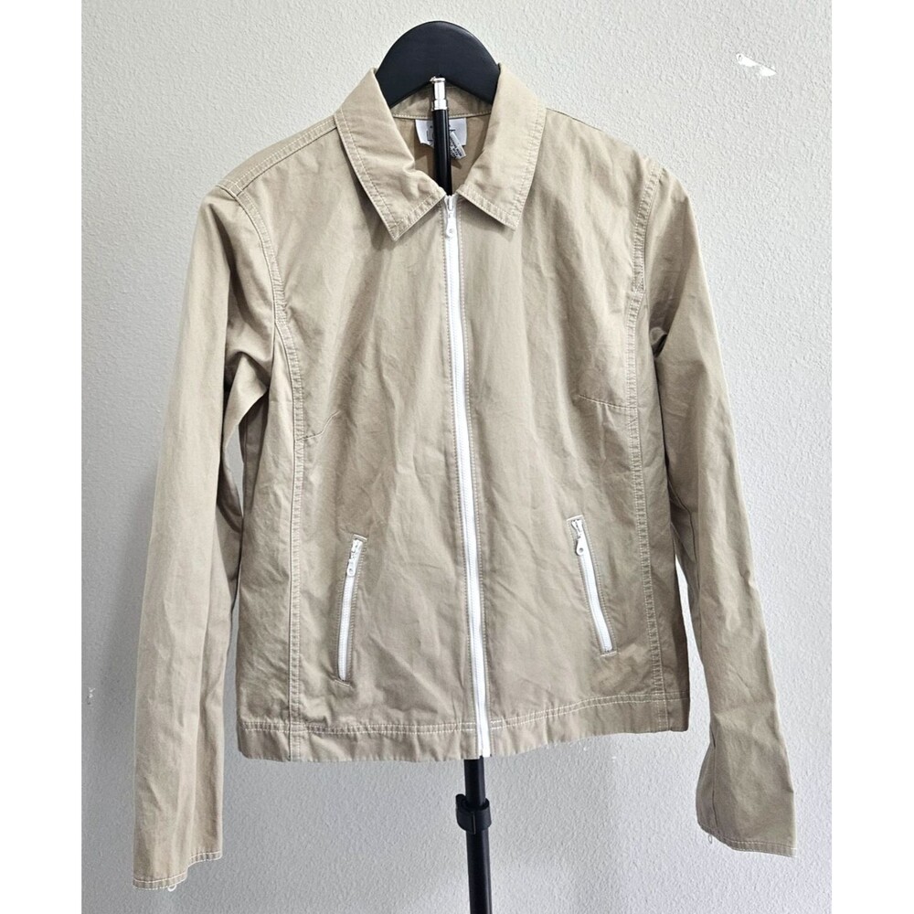 LOFT Ann Taylor Khaki Zip Front Jacket Womens 5 Cotton Utility Casual Coat